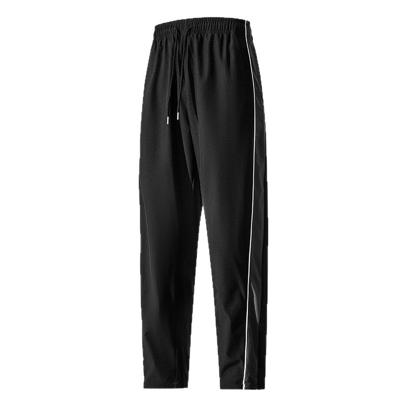 Men's Lightweight Training Pants in Relaxed Fit with Elastic Tunnel Drawstring and Contrast Side Piping Mune Fashion