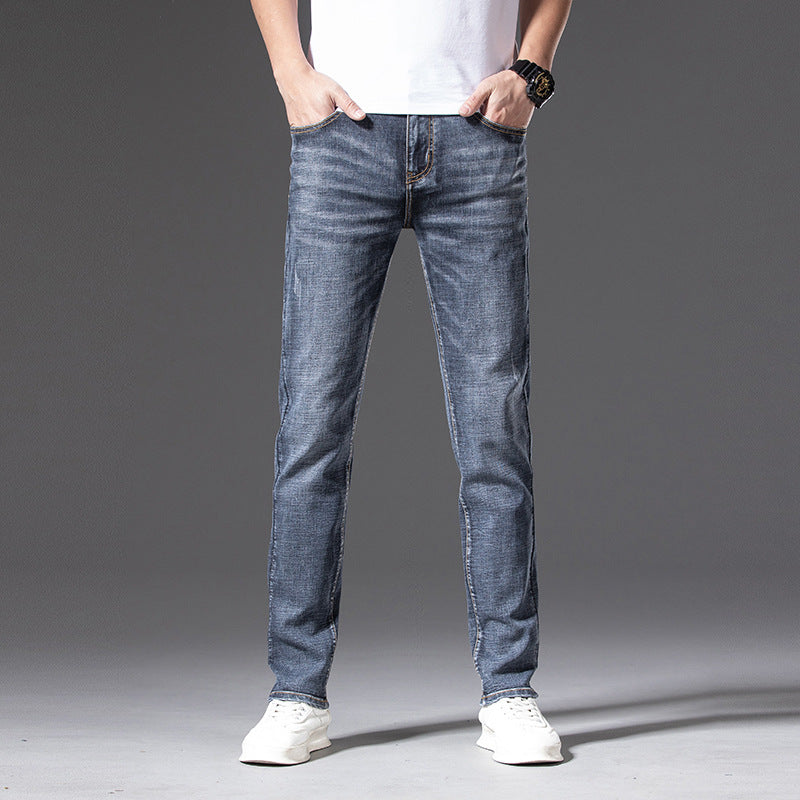 Men's Slim-Straight Stretch Jeans with Light Used Look Mune Fashion