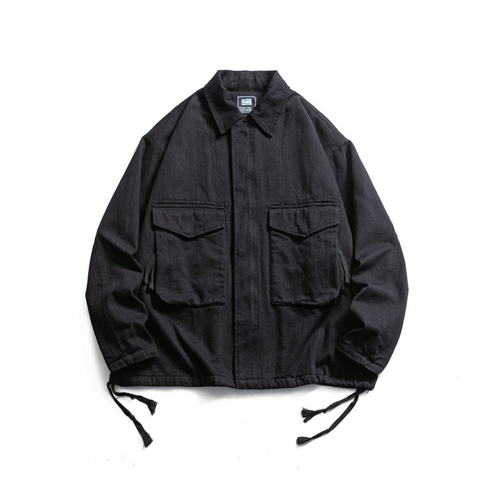 Men's Boxy Utility Blouson Jacket made of canvas with patch pockets and drawstring hem Mune Fashion