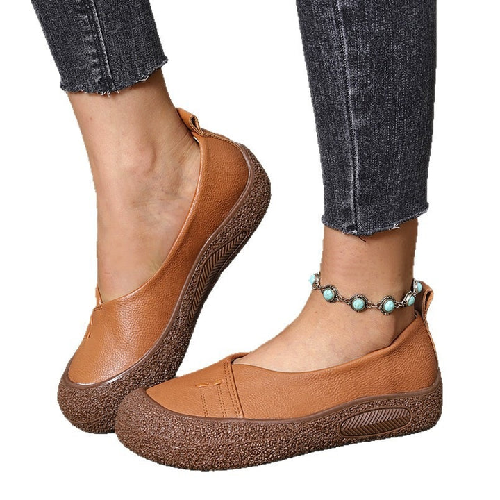 Women's comfortable Slip-On platform ballerina with structured rubber outsole and soft PU upper Mune Fashion
