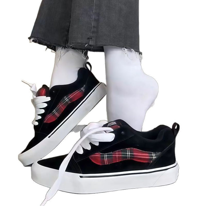 Women Fashion Sneakers with Checked Design and Comfortable Insole Mune Fashion