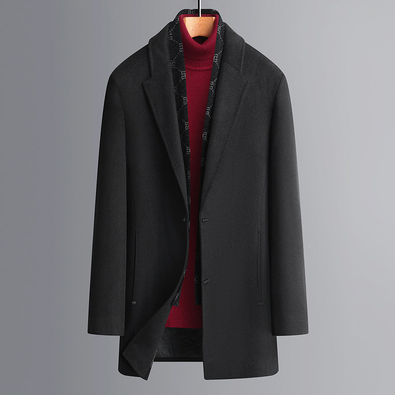 Men's short coat made of high-quality wool blend with subtle interior lining and slim fit Mune Fashion