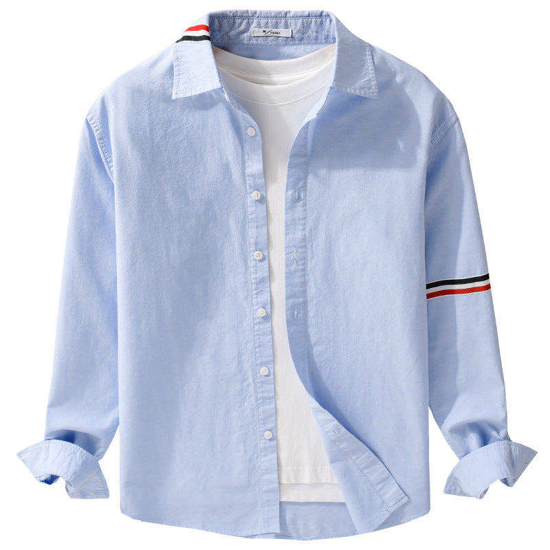 Men's Lightweight Long Sleeve Shirt in Layering Look with Contrast Trim on Collar and Sleeves Mune Fashion