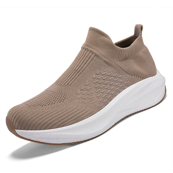 Women's knit slip-on sneaker with seamless elastic shaft and cushioning platform sole Mune Fashion