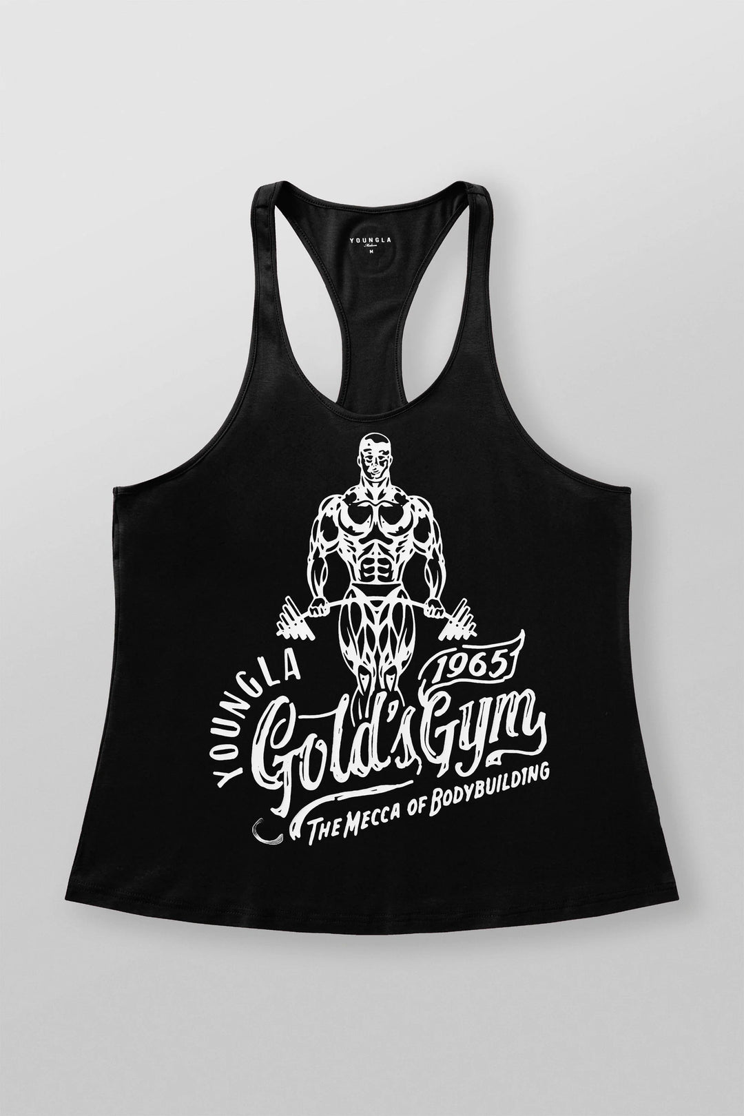 Men's nan athletic Stringer tank top backless cut with contrast piping and strength sports motif Mune Fashion