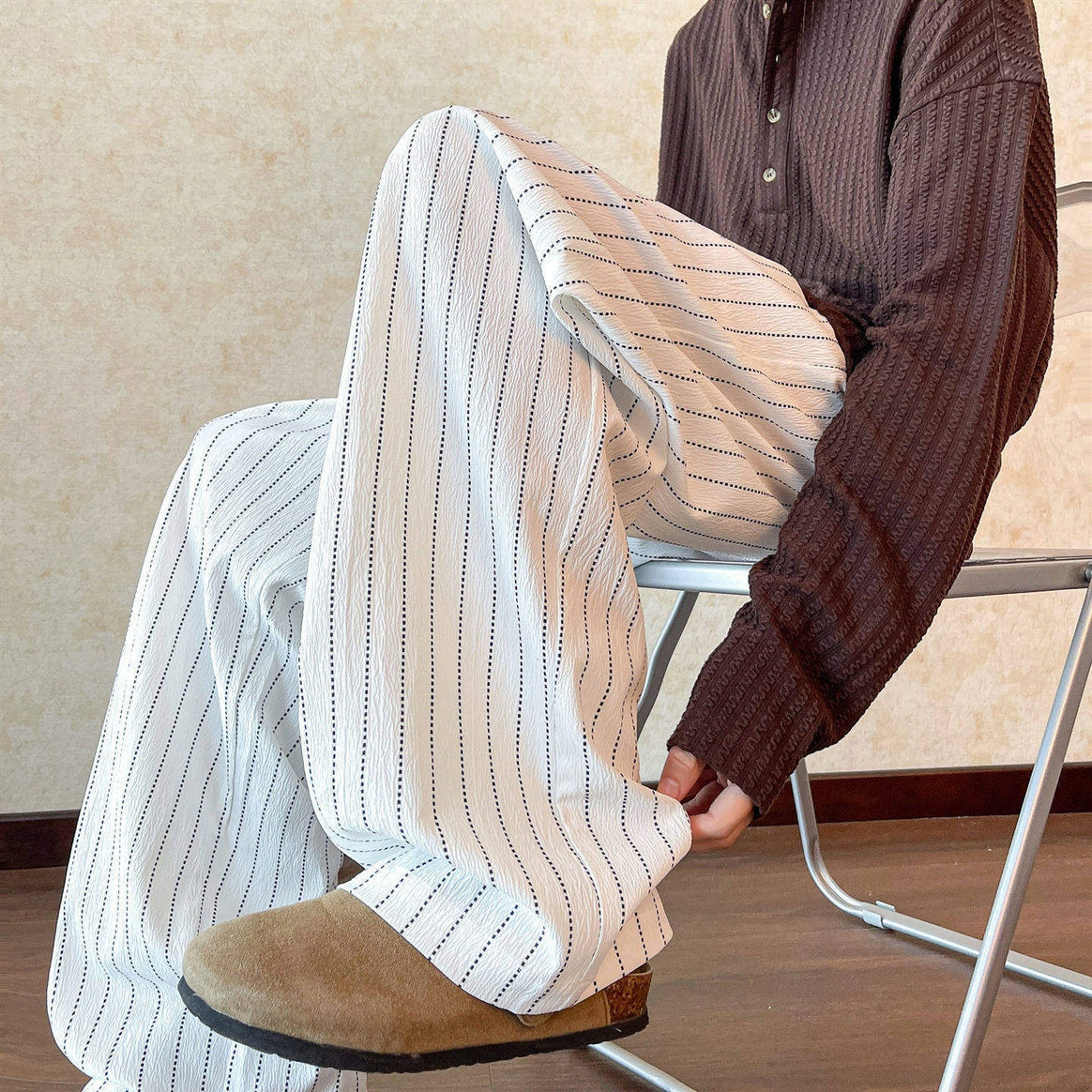Women Casual Loose-Fit Striped Pants Mune Fashion