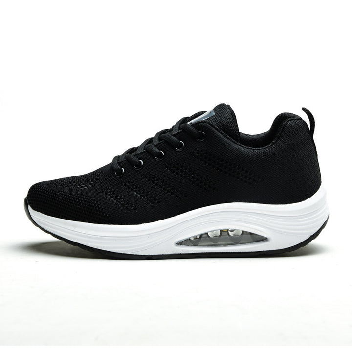 Ladies nan breathable knitted comfort walking sneakers with integrated air cushioning and ergonomic rocker sole Mune Fashion