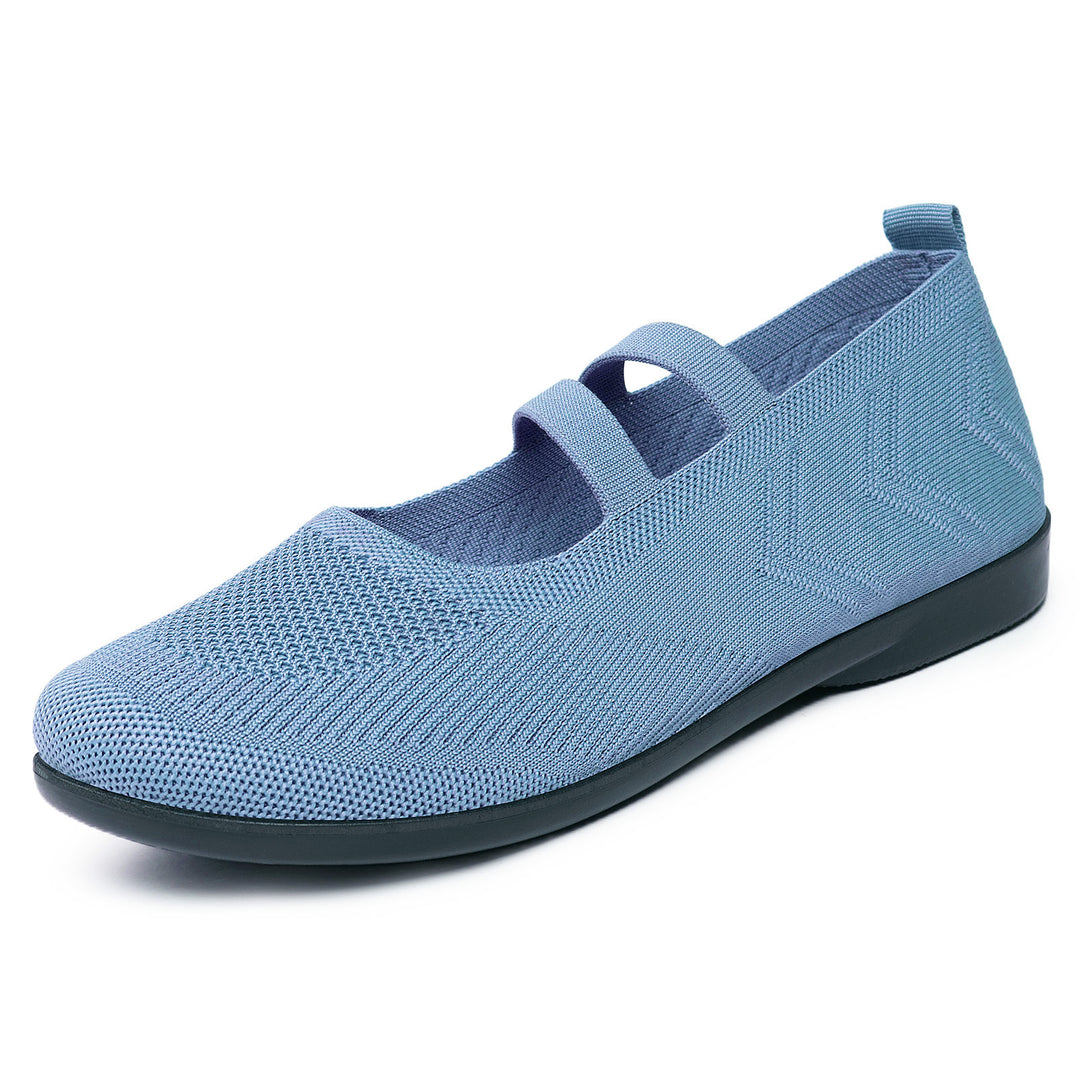 Women’s knitted comfort Mary Jane with double elastic strap and cushioning lightweight sole Mune Fashion