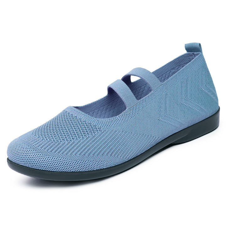 Women’s knitted comfort Mary Jane with double elastic strap and cushioning lightweight sole Mune Fashion