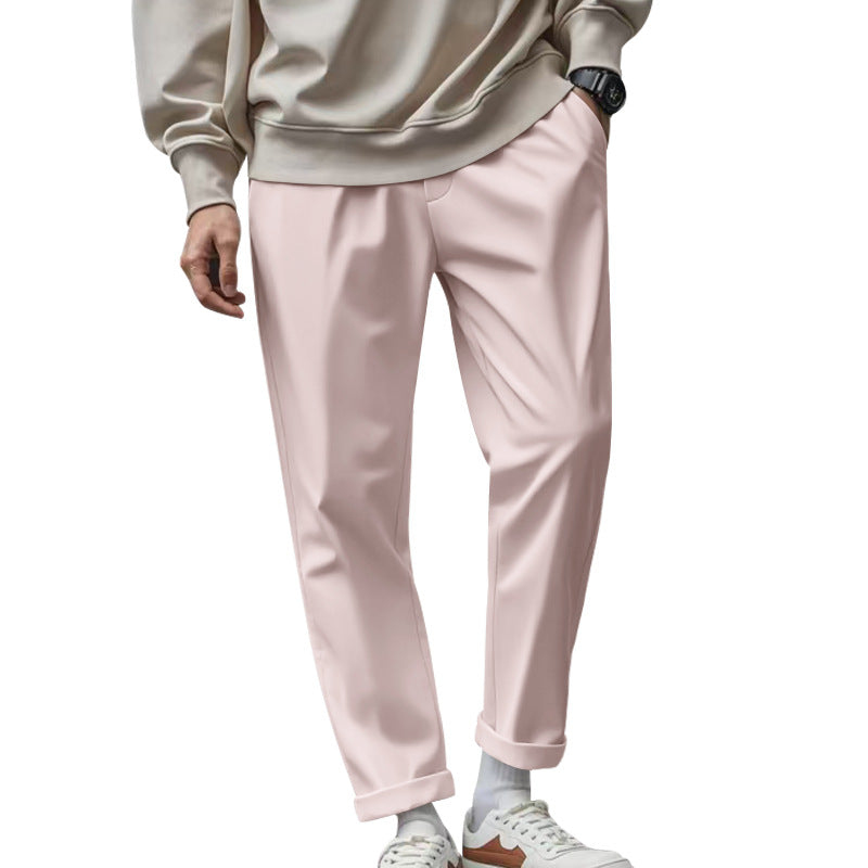 Men's tapered chino pants with turn-up hem and subtle crease Mune Fashion