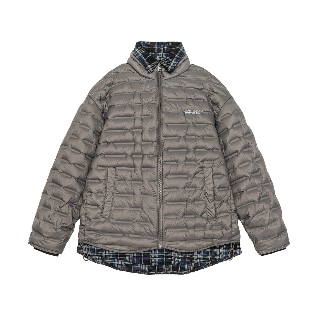 Men's lightweight quilted hybrid jacket with checked lining and drawstring Mune Fashion