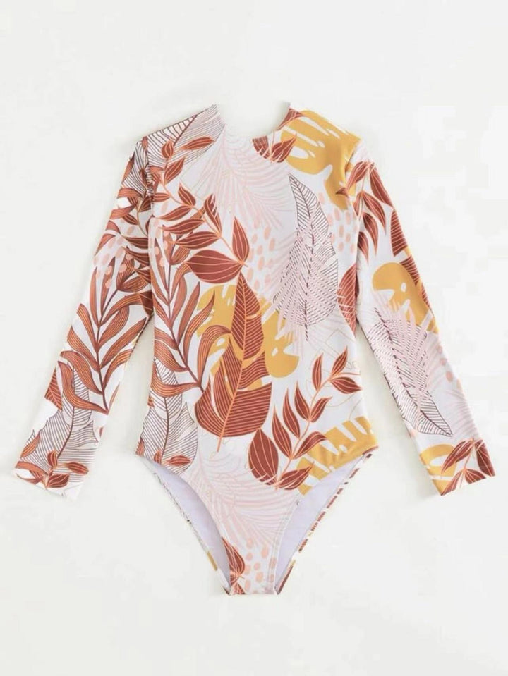 Women Long Sleeve Swimsuit with Floral Design Mune Fashion