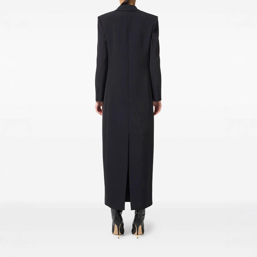 Women's double-breasted long-cut wool coat with pointed lapel Mune Fashion