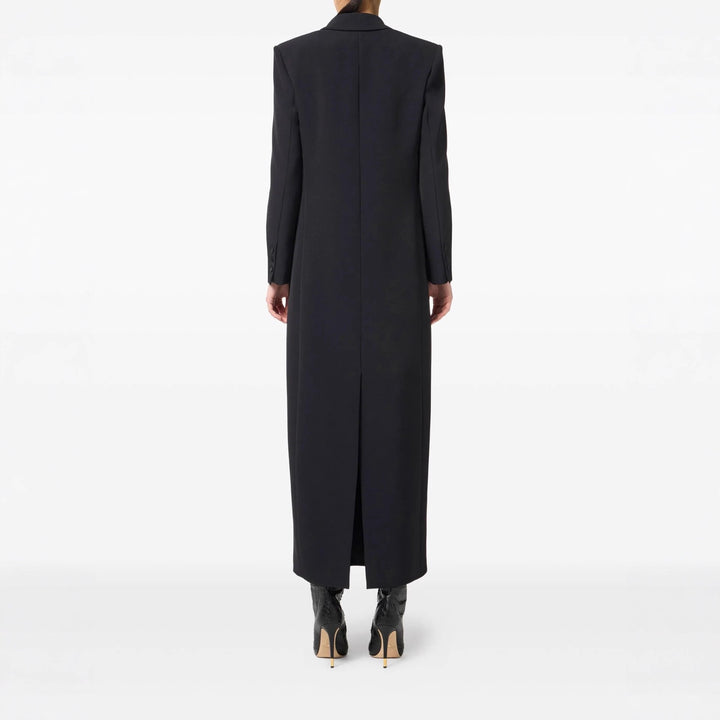 Women's double-breasted long-cut wool coat with pointed lapel Mune Fashion