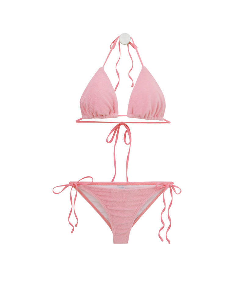 Women's triangle bikini set with adjustable straps and decorative knot Mune Fashion