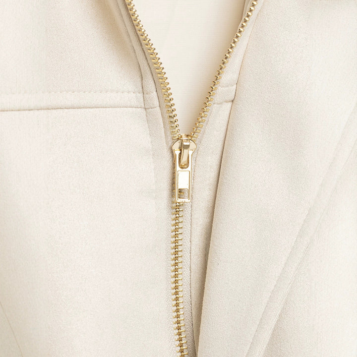 Women's Cropped Boxy Jacket made of velour look with shirt collar, wide raglan sleeves and drawstring Mune Fashion