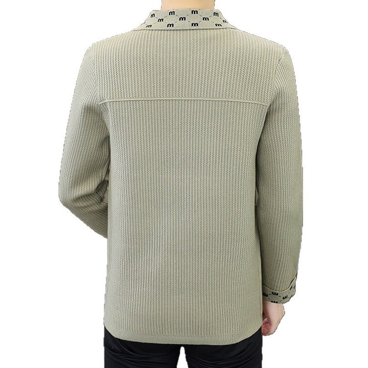 Men's Textured Knit Blazer with Patterned Collar and Button Placket Mune Fashion