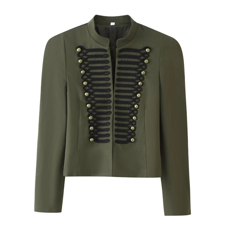 Ladies short jacket in hussar-inspired design with stand-up collar and decorative cords Mune Fashion