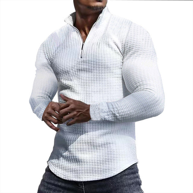 Men's tailored thermo half-zip pullover with waffle texture and standing collar Mune Fashion