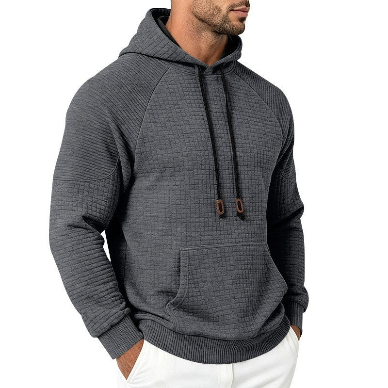 Men's Thermal Waffle Hoodie with Raglan Sleeves and Kangaroo Pocket Mune Fashion