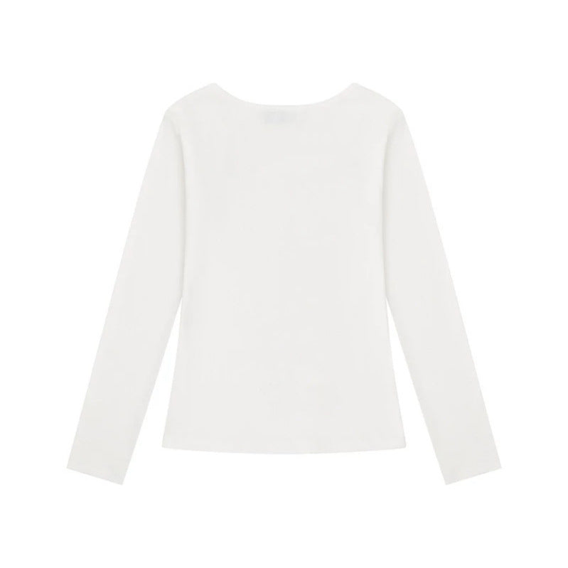 Women's long-sleeve shirt with round neckline, rhinestone print and angel motif Mune Fashion