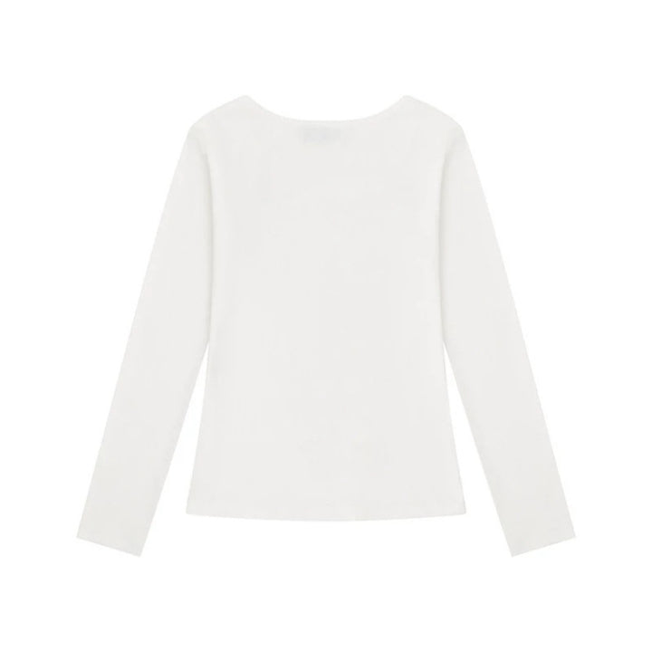 Women's long-sleeve shirt with round neckline, rhinestone print and angel motif Mune Fashion