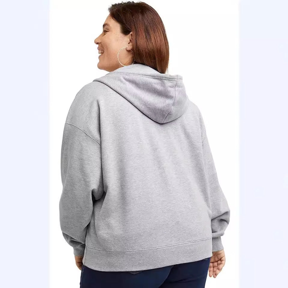 Women's hooded jacket with full zip, kangaroo pocket and relaxed fit Mune Fashion