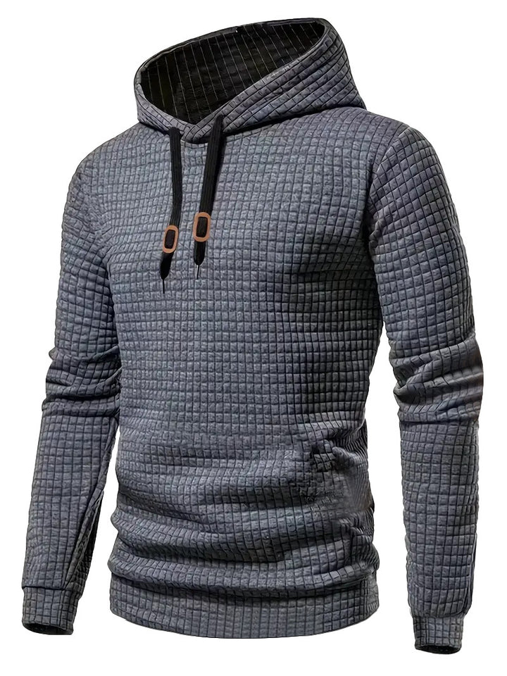 Men's quilted hoodie with rectangular quilting, drawstring and ribbed cuffs Mune Fashion