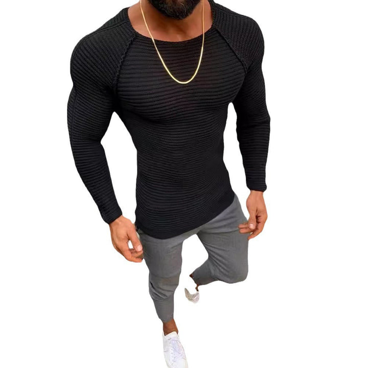 Men's Long Sleeve Knitted Shirt with Elegant Structure Mune