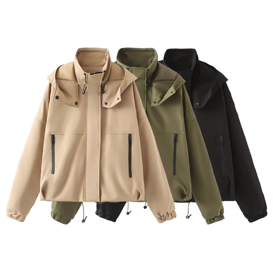 Women's short padded hooded jacket with wide boxy cut and elastic hem Mune Fashion