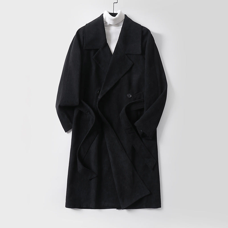Women's Oversized Coat with Wide Lapels and Waist Belt Mune Fashion