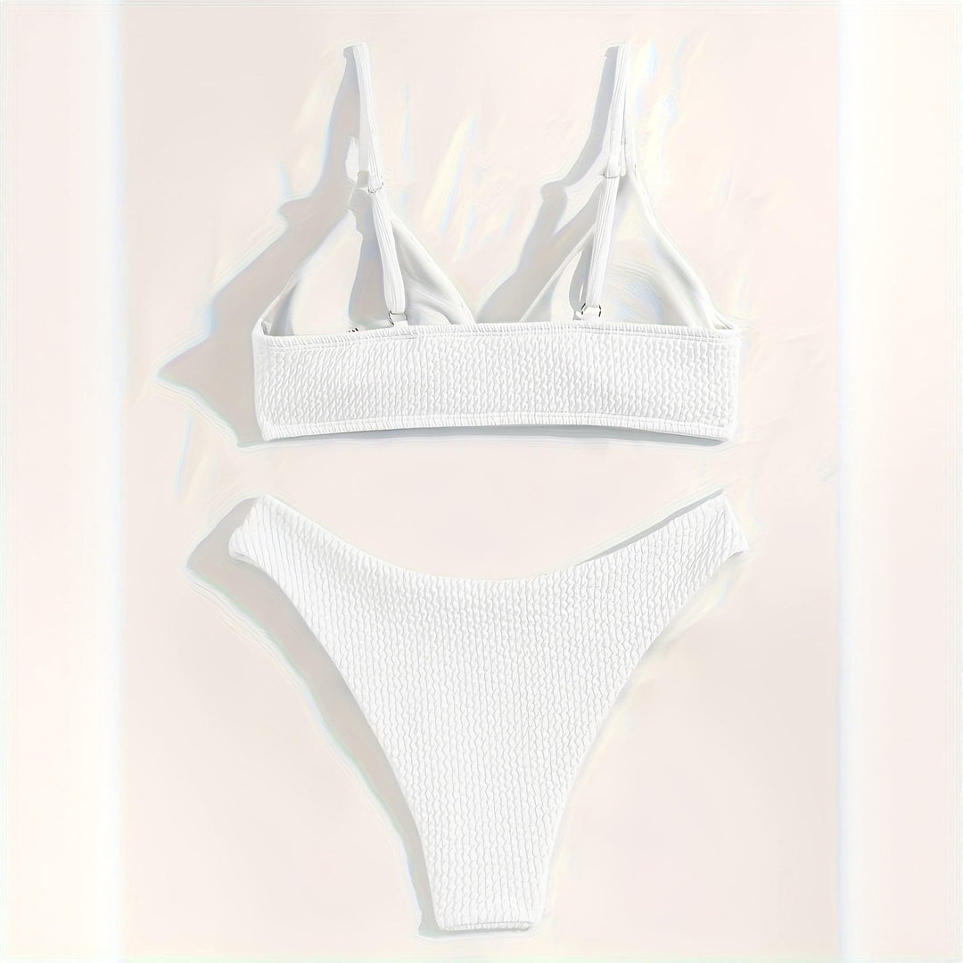 Women's Triangle Bikini Set with textured fabric and adjustable straps Mune Fashion