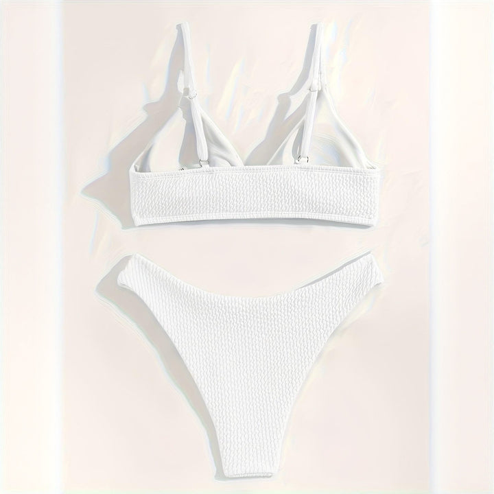 Women's Triangle Bikini Set with textured fabric and adjustable straps Mune Fashion