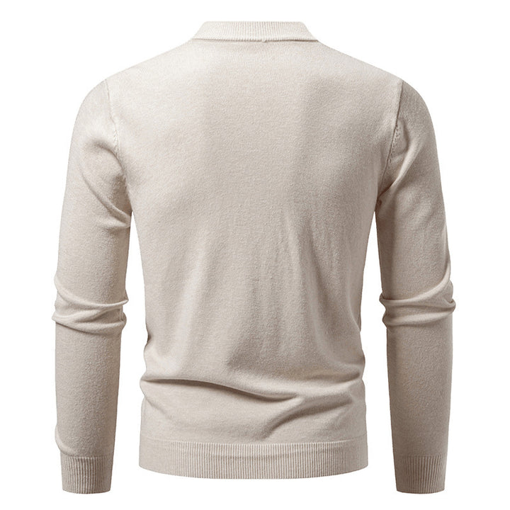 Men's fine-knit cardigan with deep V-neck slim fit and vertical cable knit Mune Fashion