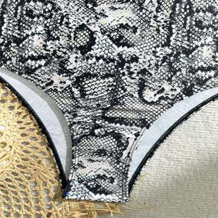 Women's One-Sided Swimsuit with Sophisticated Snake Pattern Mune Fashion