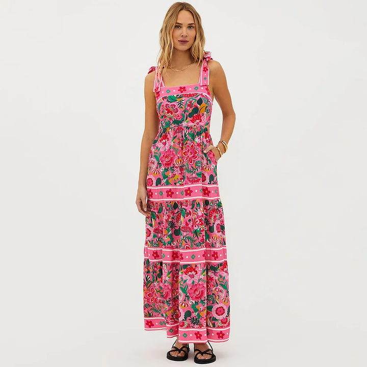 Women Floral Motif Swimsuit with Playful Strap Design Mune Fashion