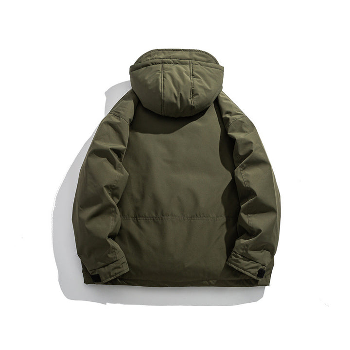 Men's short-cut weatherproof hybrid parka with hood, snap button placket and slanted zipper pockets Mune Fashion