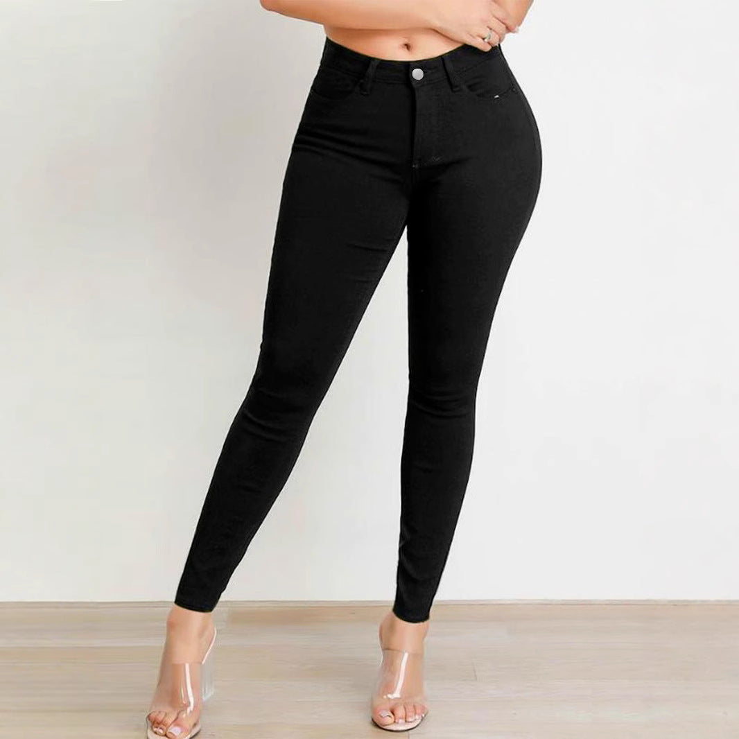 Ladies high-waisted skinny jeans with stretch and figure-flattering cut Mune Fashion