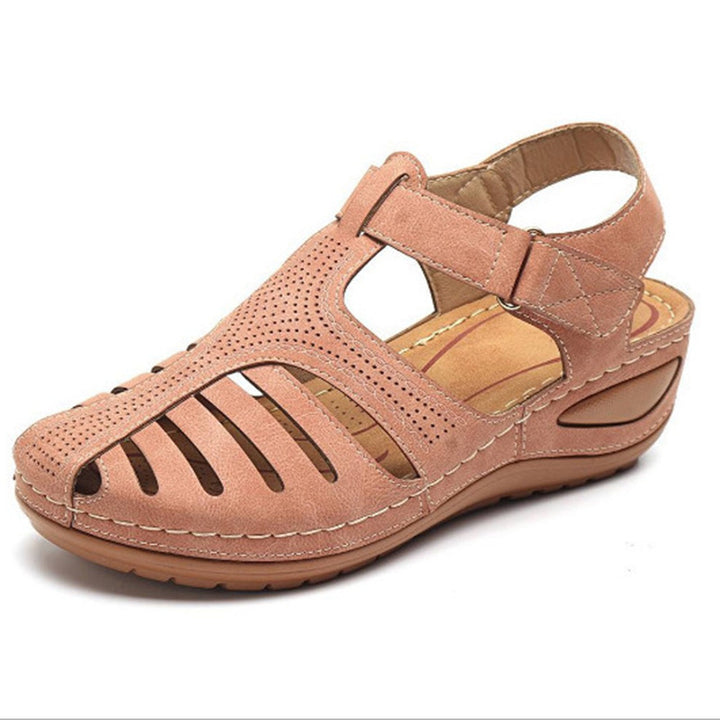 Women's Comfortable orthopedic sandal with closed toe area and adjustable Velcro closure Mune Fashion