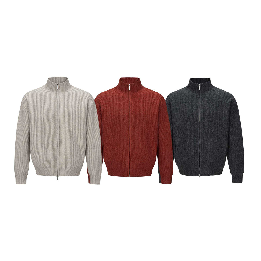 Unisex Short Ribbed Knit Zipper with High Stand Collar and Slim Fit Mune Fashion