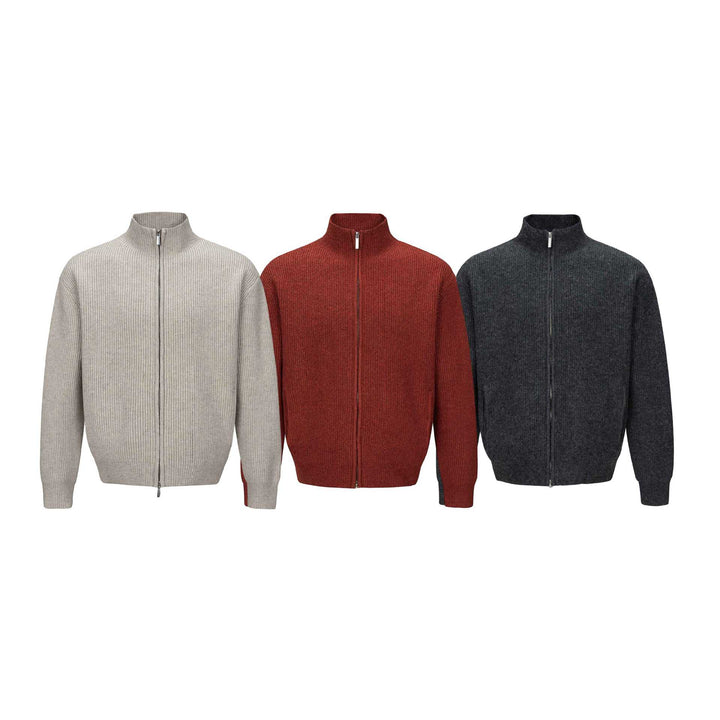 Unisex Short Ribbed Knit Zipper with High Stand Collar and Slim Fit Mune Fashion