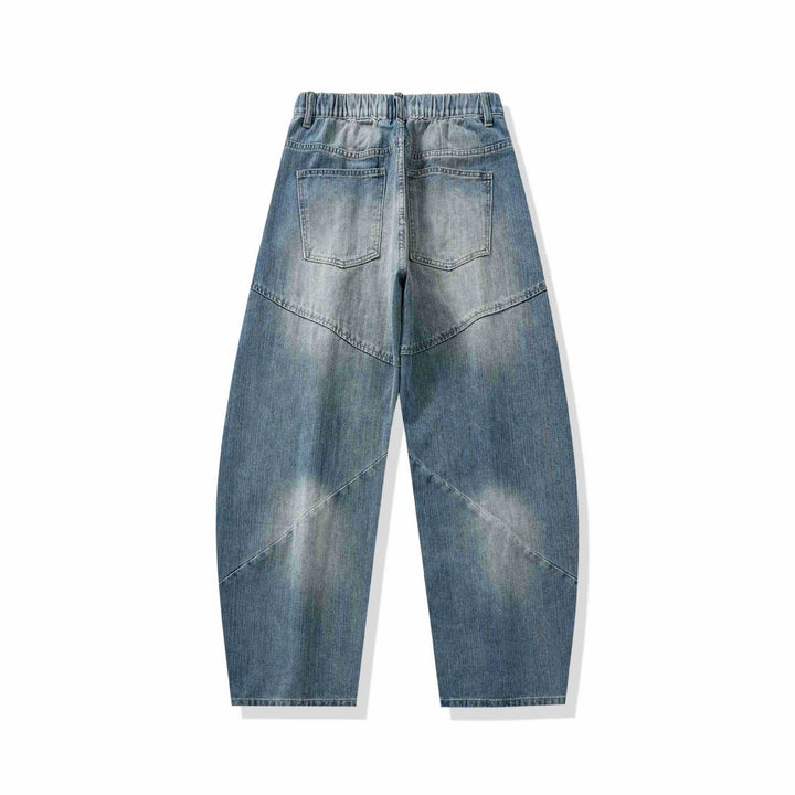 Women's High-Waisted Relaxed-Fit Jeans with Decorative Seams and Generous Pockets Mune Fashion