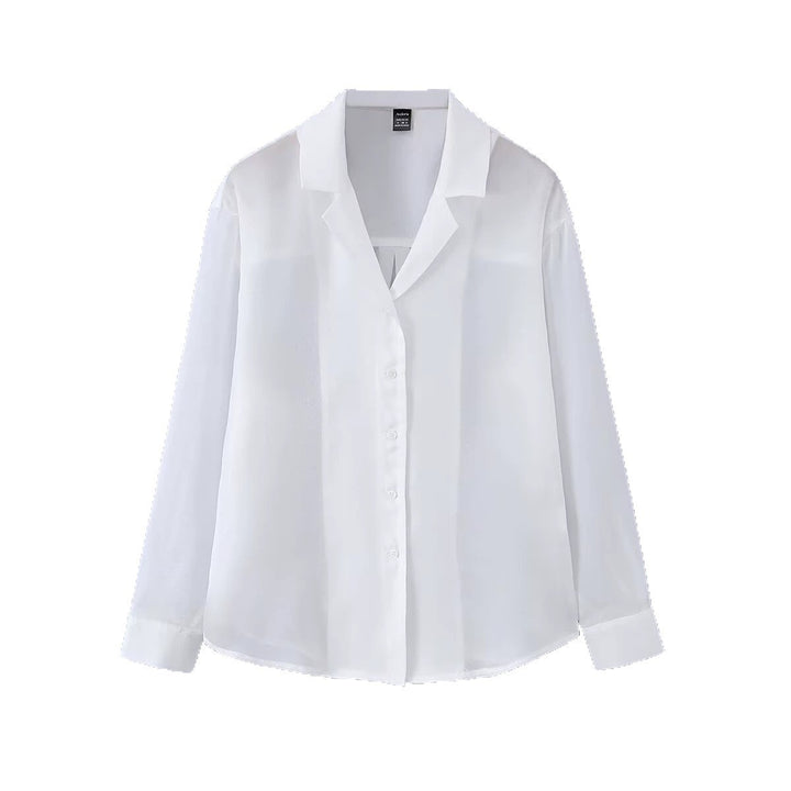 Women's Light Chiffon Shirt Blouse with Oversized Cut and Cuffs Mune Fashion