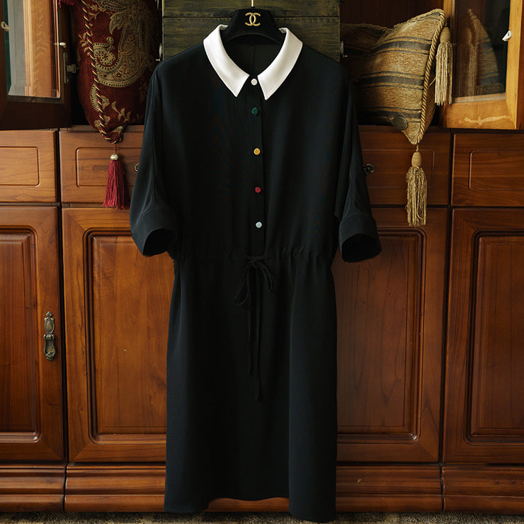 Ladies Elegant Short Sleeve Dress with Waist Belt Mune Fashion