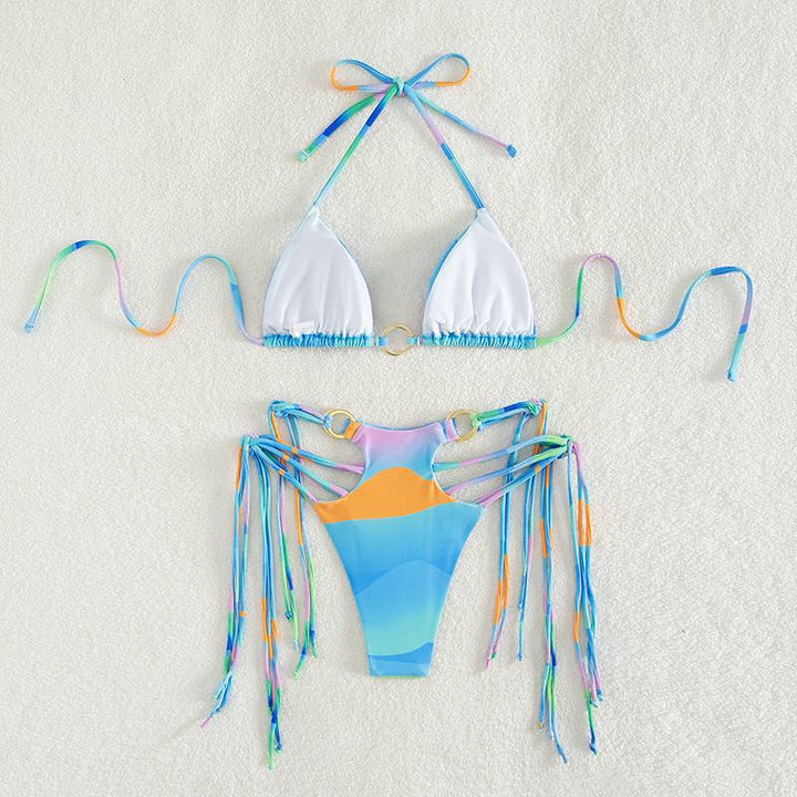 Women's triangle bikini with fashionable lace-up look and shimmering ring details Mune Fashion