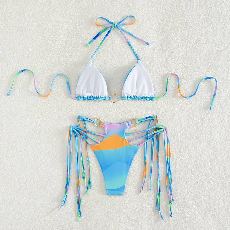Women's triangle bikini with fashionable lace-up look and shimmering ring details Mune Fashion
