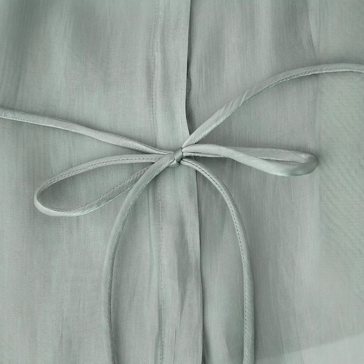 Women's silk-like tailored blouse with tie belt and concealed button placket Mune Fashion