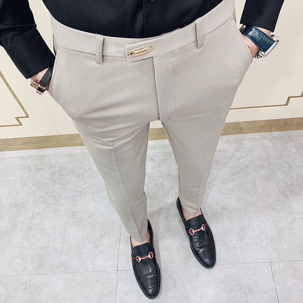 Men's slim suit trousers with crease and elastic waistband Mune Fashion