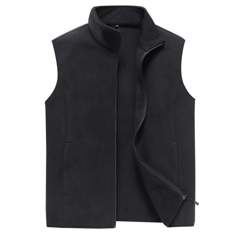 Men's Sleeveless Microfleece Vest with Stand-Up Collar and Concealed Two-Way Zip Mune Fashion