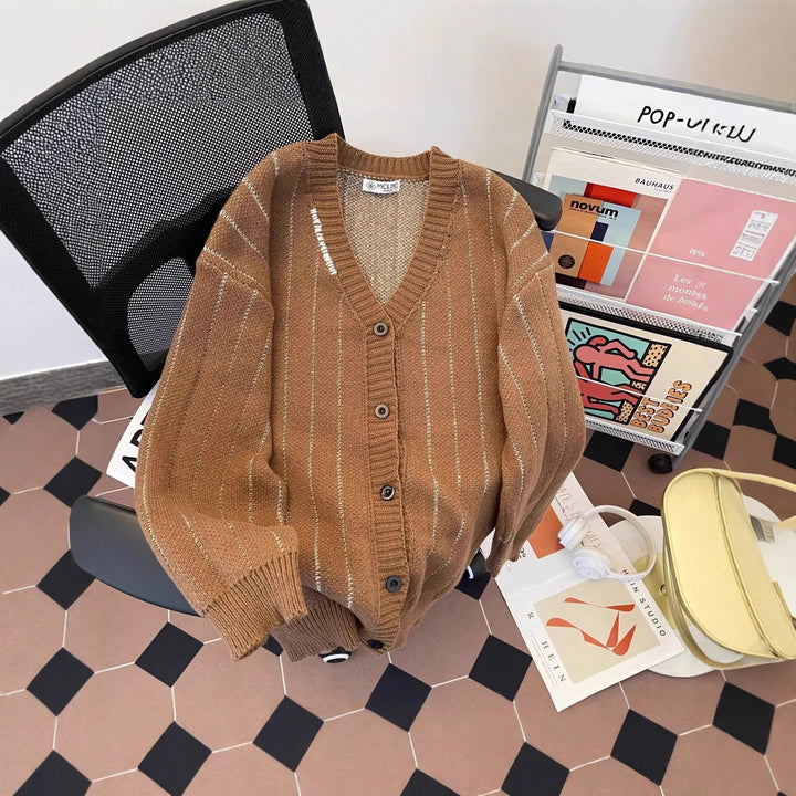 Women's cardigan with V-neck and buttons Mune Fashion